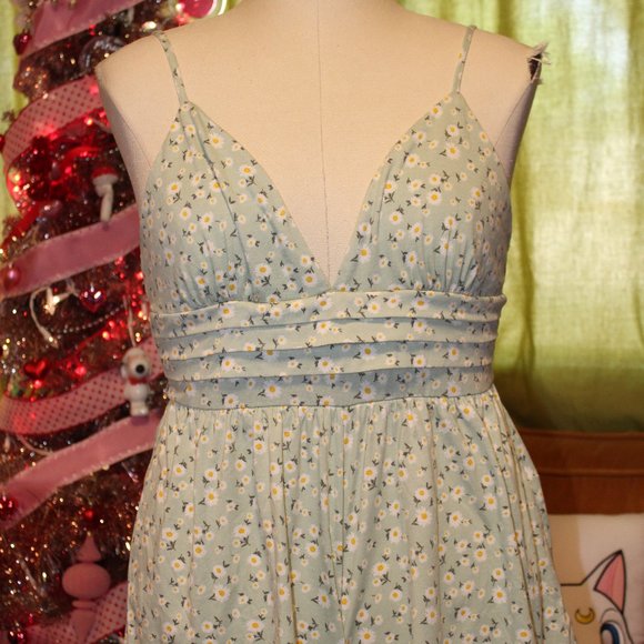 Forever 21 Mint and Daisies ditsy cottagecore Romper - Picture 1 of 8